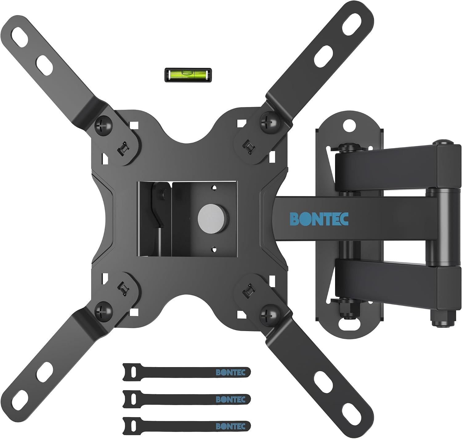 BONTEC TV Wall Bracket for Most 13-42 Inch LED LCD TVs, Tilt, Swivel and 360°Rotation Monitor Wall mount with Max VESA 200x200mm, up to 20kgs, with Safety Screws, Bubble Level, Cable Ties included