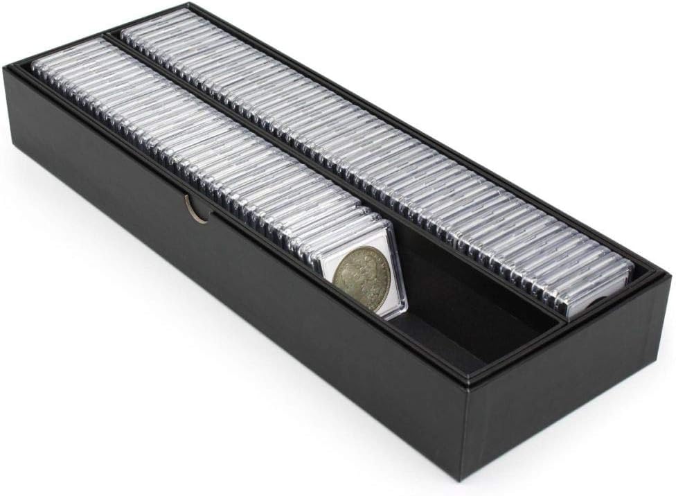 BCW Double Row 2x2 Coin Box | Holds 102 Snaps or 330+ Paper Flips | Coin Storage Box for Collectors | Removable Trays
