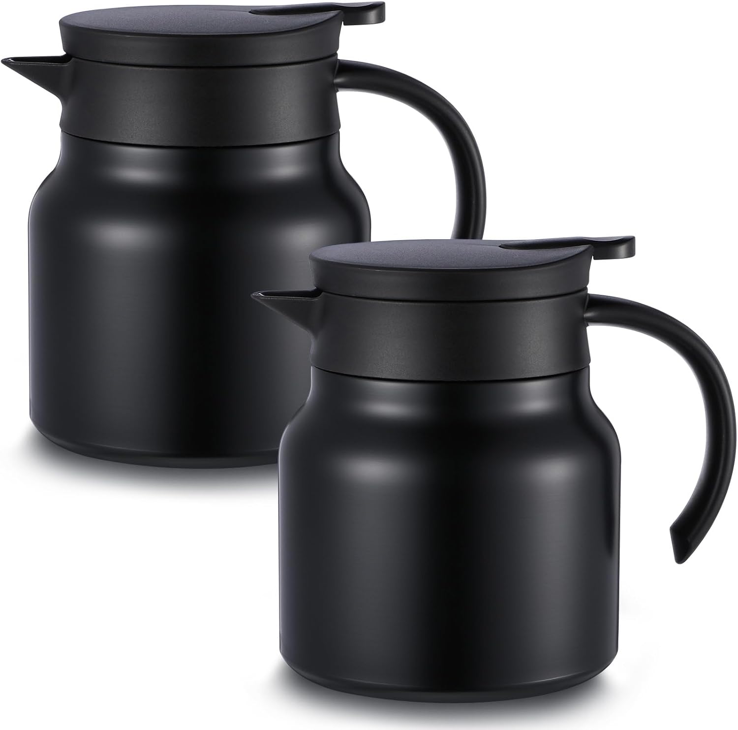 2 Pcs Thermal Coffee Carafe for Keeping Hot/Cold Stainless Steel Small Coffee Creamer Container Double Wall Vacuum Insulated Tea pot Beverage Dispenser for Milk Hot Chocolates(Black,27 oz)