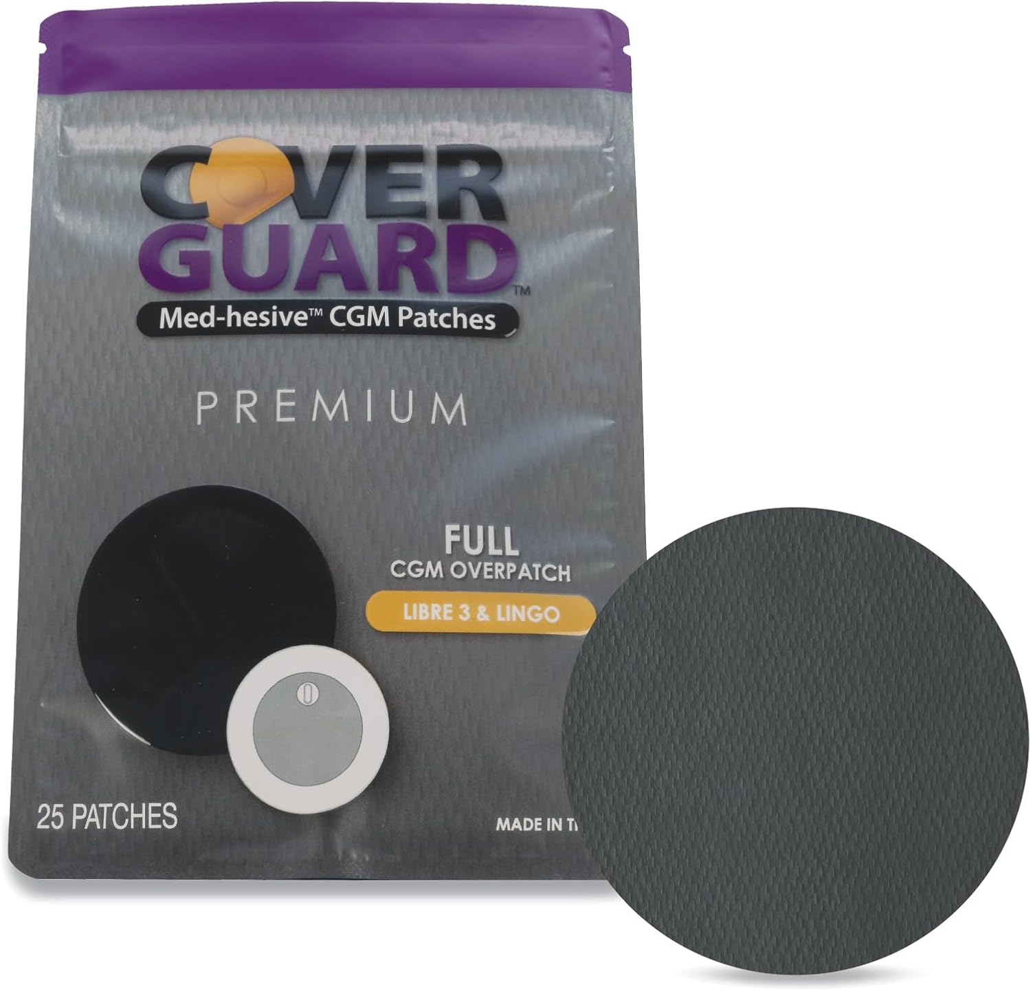CGM Overpatch | Freestyle Libre 3 | Black Full Coverage Design| 25-Count | Waterproof Adhesive | Anti-Fray | Easy Application & Removal | Made in USA | Sensor Protection