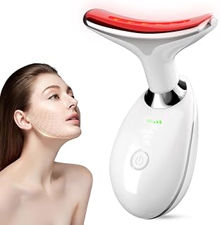 Facial and Neck Massager,Face S culpting Tool with 3 Colour Modes and Vibration,Facial Beauty Device for Skin Care (White)