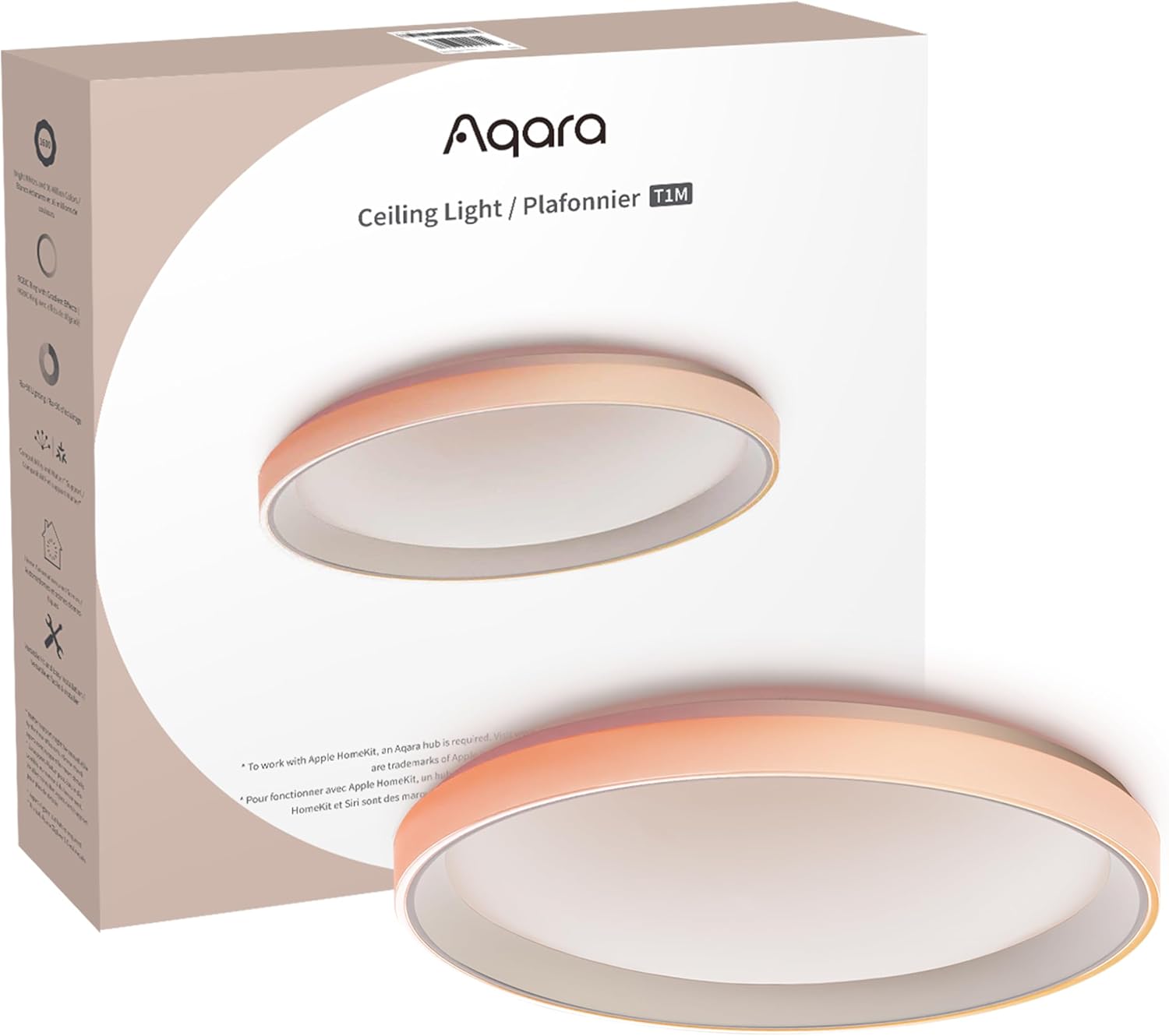 Aqara LED Ceiling Light T1M,Matter over Bridge Requires Zigbee 3.0 HUB, RGB+IC with Gradient Effects &16 Million Colors, 40W 3450lm, 2700-6500K Tunable White, Supports HomeKit, Alexa, Google and IFTTT