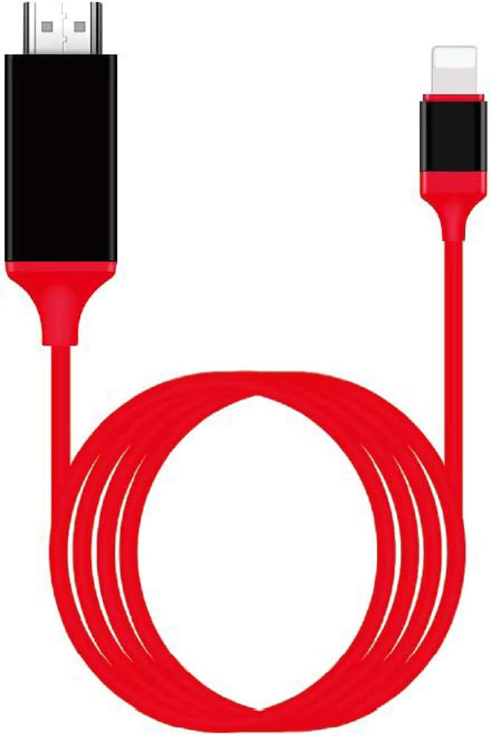 Apple MFi Certified Lightning to HDMI Adapter for Phone to TV,Compatible with iPhone,iPad, Sync Screen Connector Directly Connect on HDTV/Monitor/Projector NO Need Power Supply （6.6 Feet）(red)