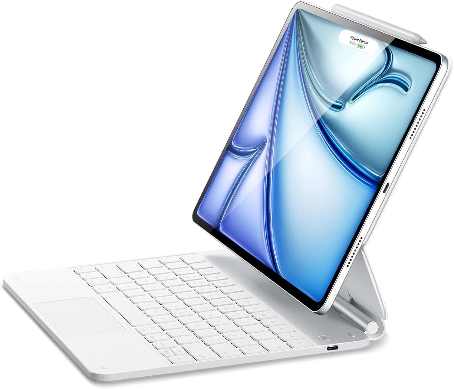 ESR iPad Air 13 Inch Case Keyboard (M3/M2, 2025/2024) & iPad Pro 12.9 inch (6th/5th/5th/3rd) Magic Keyboard, Easy-Set Floating Cantilever Stand, Precision Multi-Touch Trackpad, Rebound Series, White