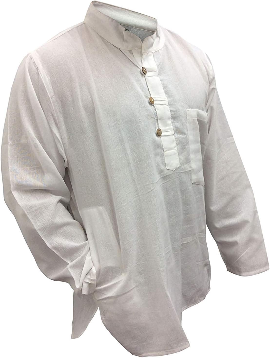 SHOPOHOLIC FASHION Mens Light Weight Hippy Festival Plain Grandad Shirt