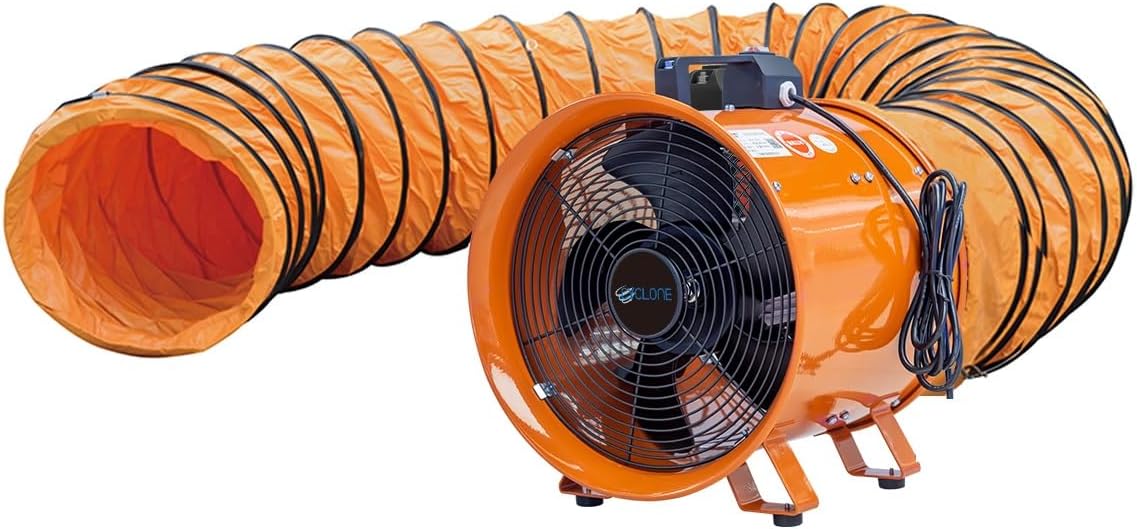 Cyclone 300mm 12" Dust Fume Extractor Ventilation Fan 110v with 10m Duct