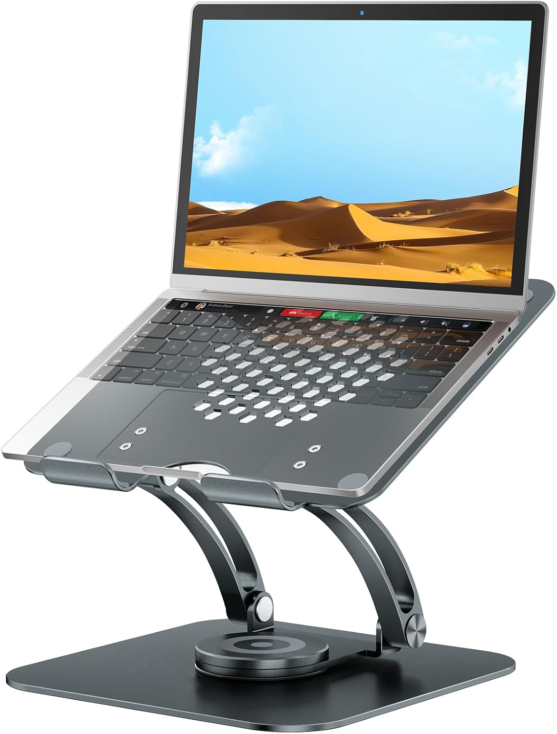 Tounee Adjustable Laptop Stand for Desk, Ergonomic Holder with 360° Rotating Base, Aluminum Computer Stand Riser Compatible with Air, Pro, All Laptops 10-16" - Gray