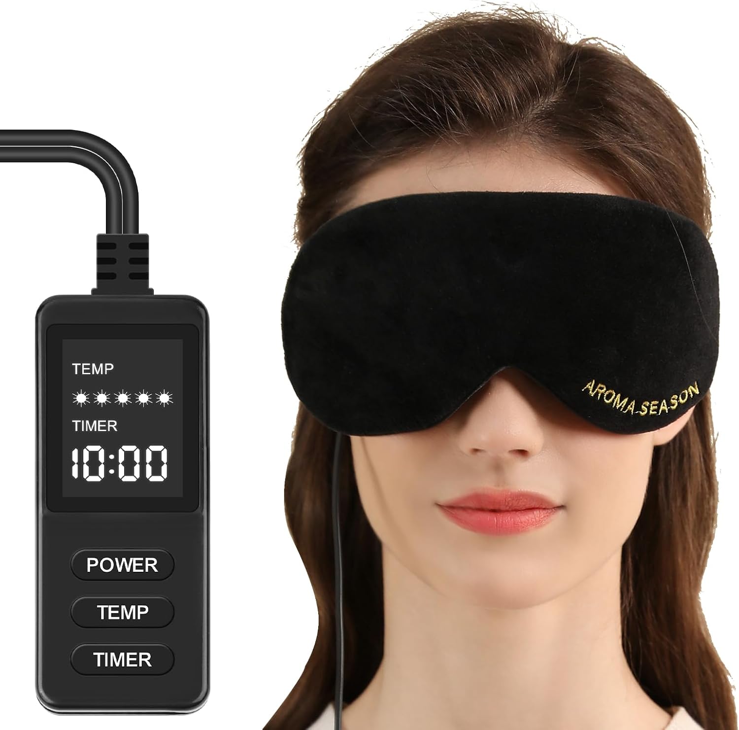 Aroma Season Heated Eye Mask, Electric USB Eye Compress for Dry Eyes Blepharitis Stye Eye with 5-Level Temperature & Timer Control (Black)