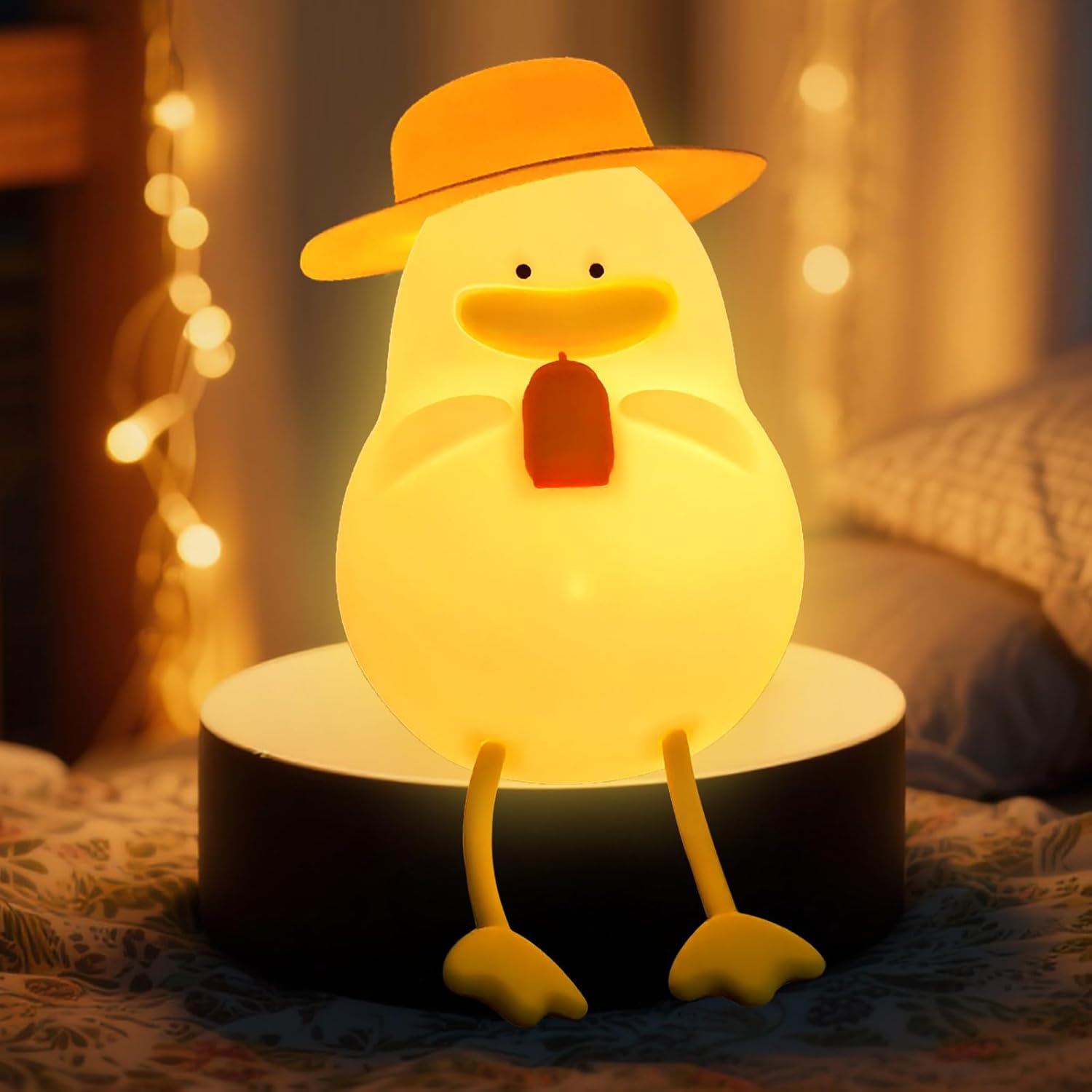 Cute Duck Night Light for Kids - 7 Color Squishy Silicone Duck Lamp, Rechargeable Portable Tap Control Duck Light for Nursery Bedside Room Decor Gift for Baby Boy Girl Birthday Christmas