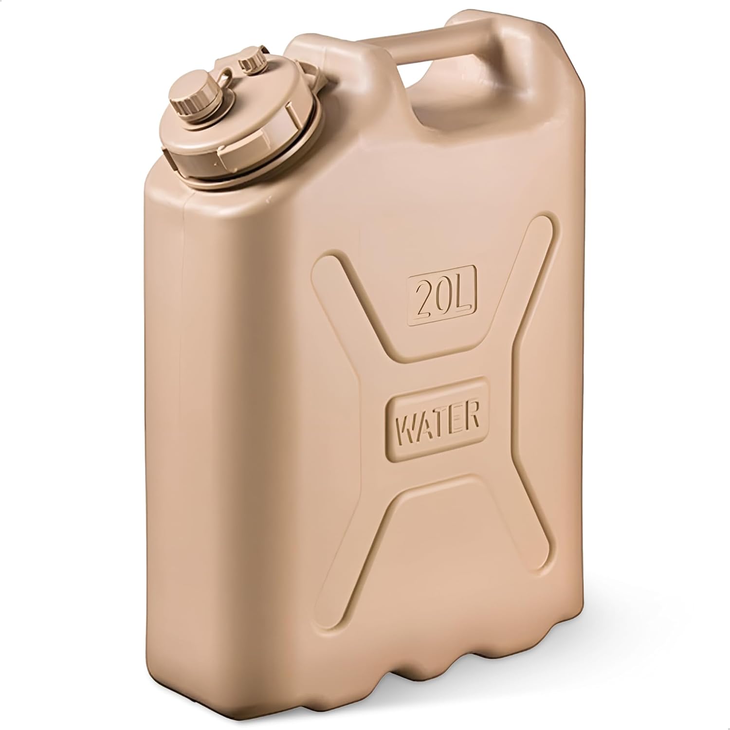 Scepter Portable Military Style Water Storage Jug & Container for Camping, 5 Gallon, Sand - Plastic Beverage and Hydration Dispenser for Outdoor Drinking, RV and Emergency Survival