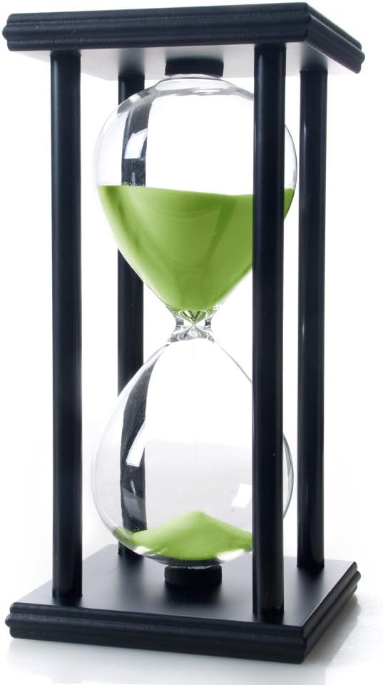 60 Minutes Hourglass, Wood Sand Timer, Green | 4 x 4 x 8 inch Sand Clock