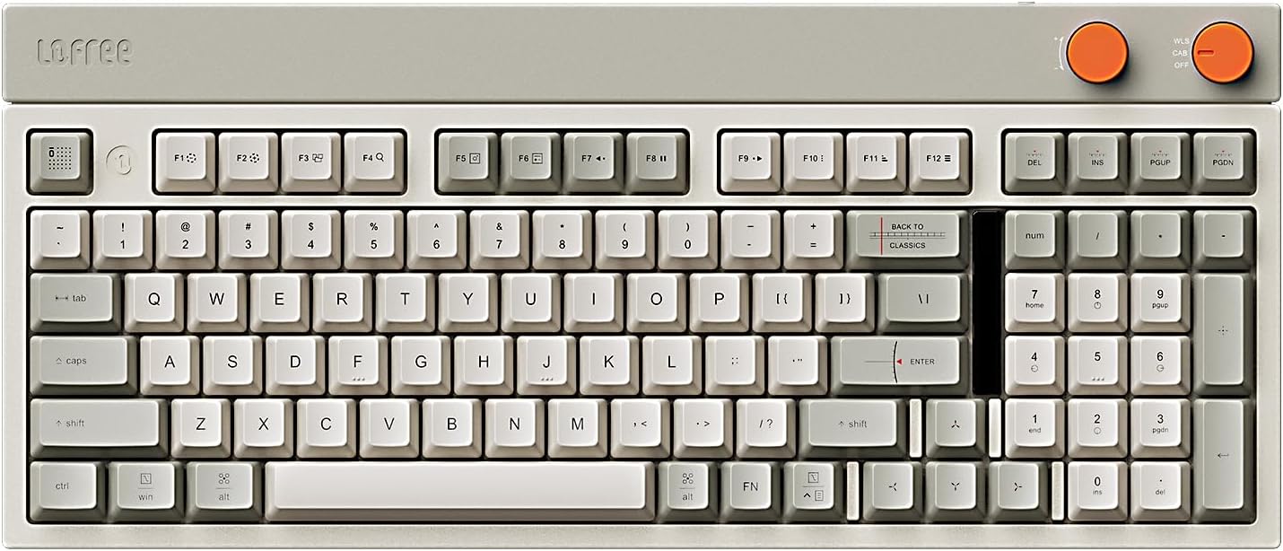 LOFREE Block Wireless Mechanical Keyboard, 98 Keys Rechargeable Hot-swappable Keyboards with 3 Types Connection for Windows, Mac OS/Rero knobs for Volume Control, Mode Shift, eyeable Panels 2025