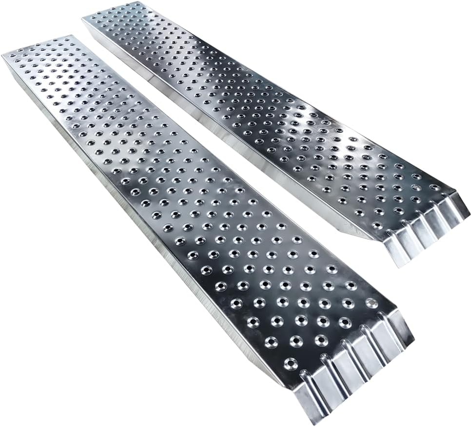 VOUNOT® Loading Ramps, 2 Steel Ramps Heavy Duty for Van, Lawnmower, ATV, Quad Motorcycle, 400 kg Max Loading, 160 x 23 x 5 cm