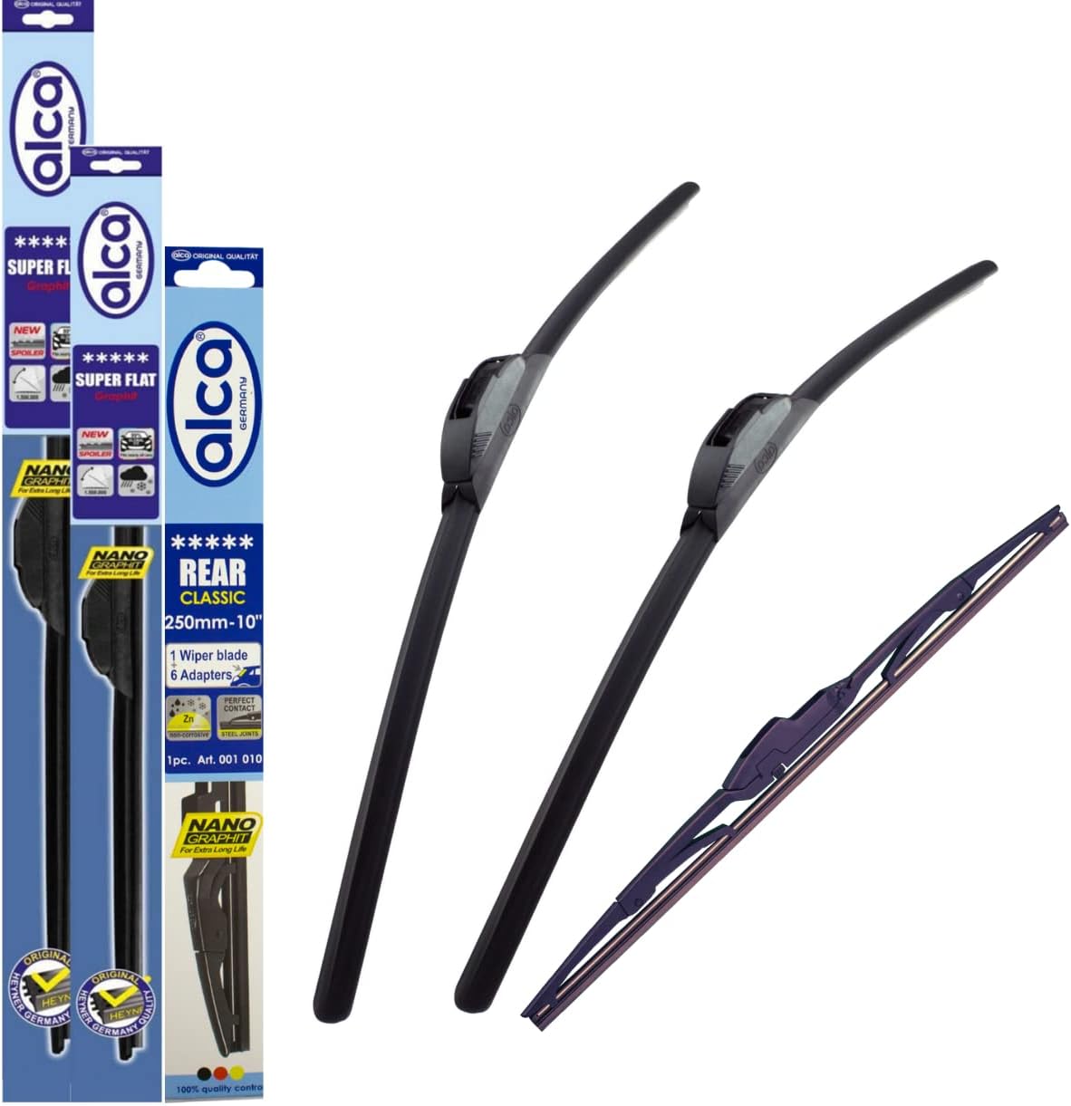 Fits Honda CRV 2007-2012 Set of 3 Windscreen Wiper Blades alca Germany Super Flat Front Rear ASF2616H14ARC