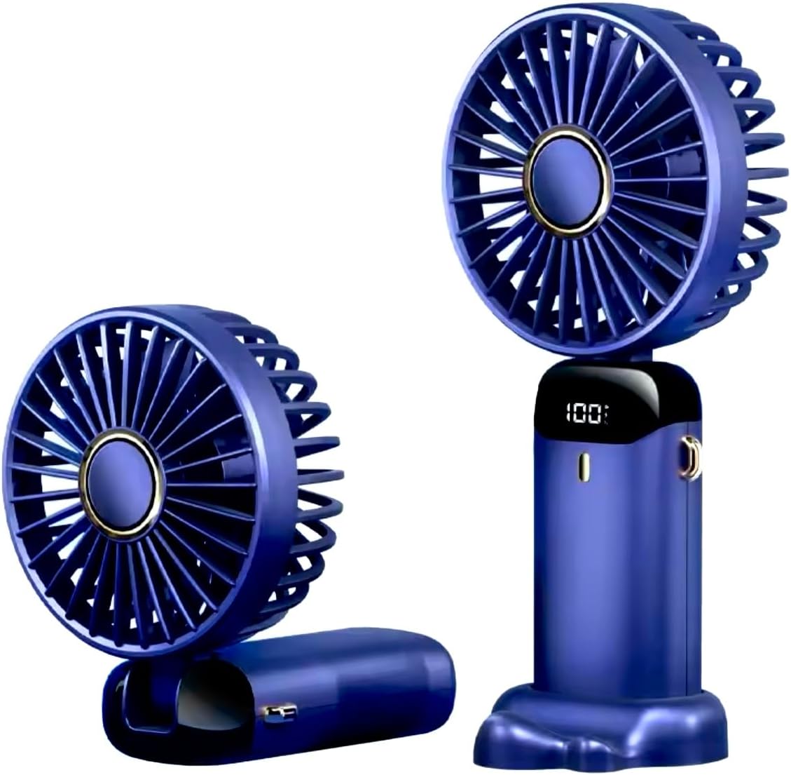 Handheld Fan Portable Fan, Hand Fan with LED Display and 5 Speeds USB Rechargeable, Mini Fan for ideal for Travel, Bedroom, Office and Kids Pram, Small fan easy to carry in hand bags (Purple)