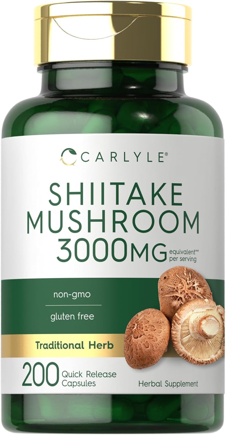 Carlyle Shiitake Mushroom Extract | 200 Capsules | Non-GMO, Gluten Free