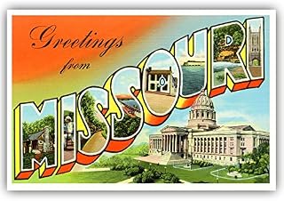 GREETINGS FROM MISSOURI vintage reprint postcard set of 20 identical postcards. Large letter US state name post card pack (ca. 1930's-1940's). Made in USA.
