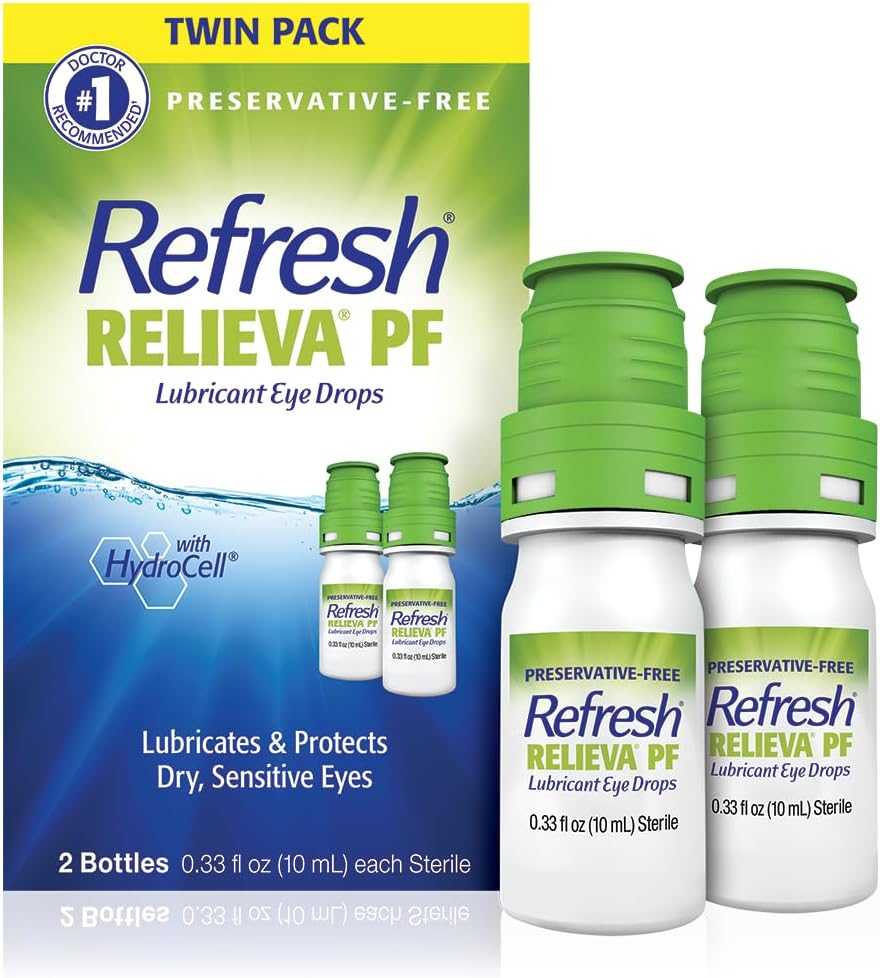 Refresh RELIEVA PF Preservative-Free Artificial Tears Lubricant Eye Drops, 2x0.33 fl oz (10 mL), 2 coun