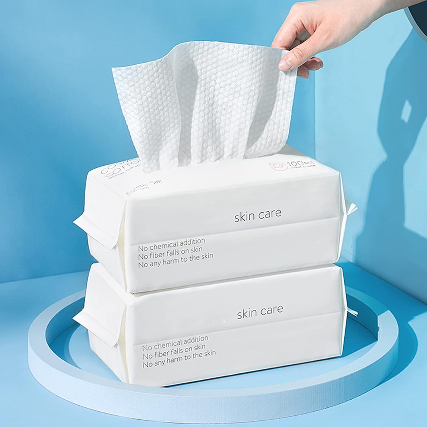 Disposable Face Towel, BIEWO Cotton Tissue Soft Dry Wipes for Women, Simple Cleaning Facial Tissues Dry Wet Dual Portable Use for Sensitive Skin & Baby & Makeup Remover & Personal Care (2 PACK=200PCS)