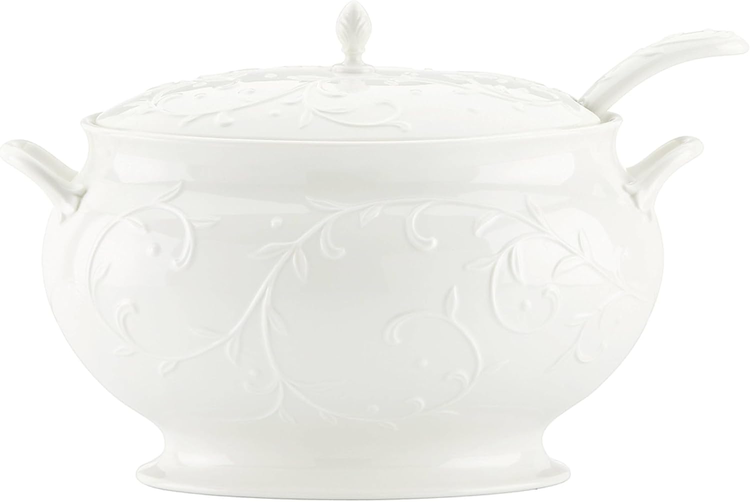 Lenox Opal Innocence Carved Covered Soup Tureen with Ladle, 10-1/4-Inch, White, 152 ounces