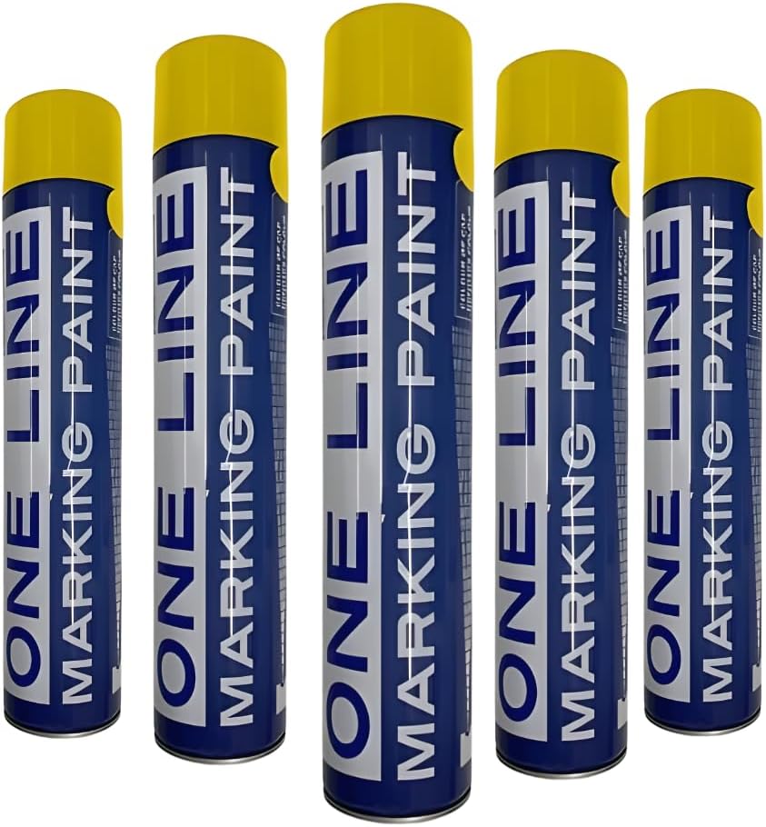 ATP Consumables Line Marking Spray Paint – Yellow – 750ml | 5 Cans | Heat-Resistant Aerosol for Sports Fields, Car Parks, Warehouse Floors & Construction Zones – Fast-Dry, Outdoor Use