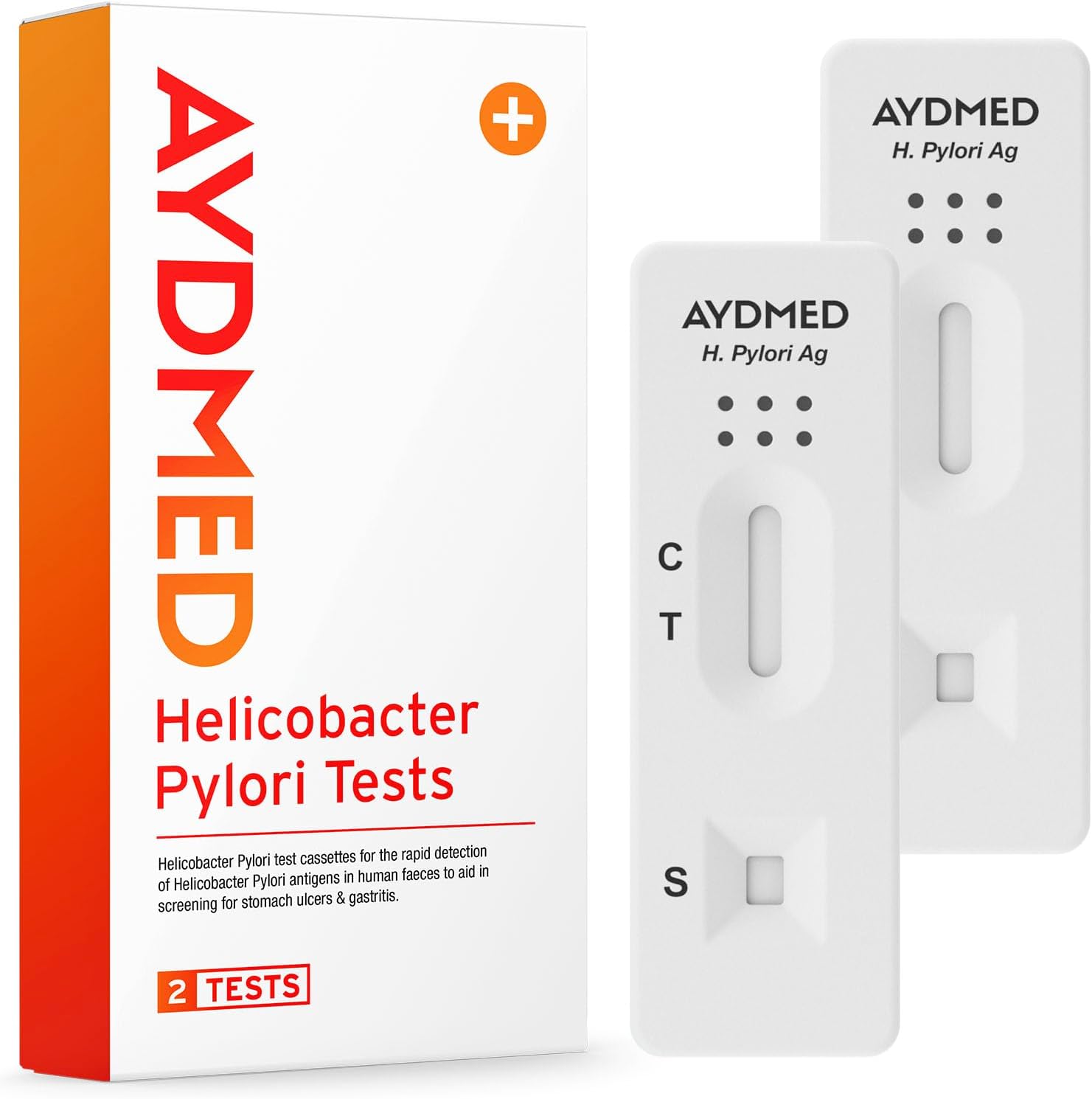 2 x AYDMED Helicobacter Pylori Tests | H Pylori Test Kit for Home Self-Test Faecal Screening of Stomach Ulcers & Gastritis | Stomach Ulcer Test | Results in 10 Minutes | 98% Accuracy | CE Certified