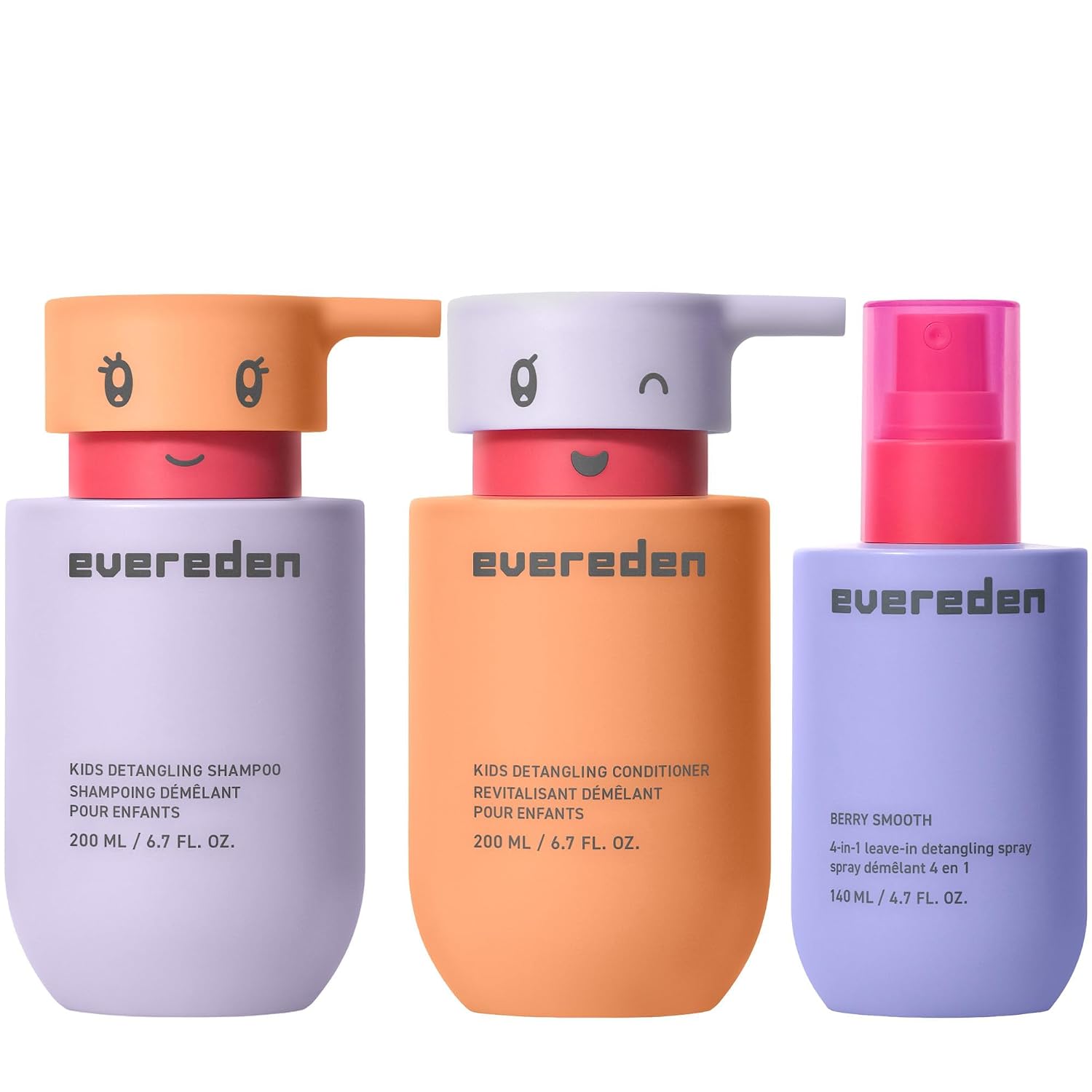 Evereden Kids Shampoo, Conditioner & Detangling Spray Set, Vegan, Ages 3+