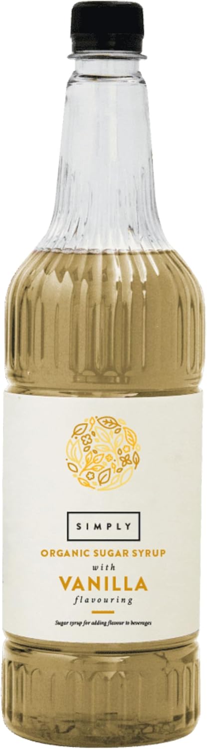 Simply Organic Vanilla Syrup, Vegan & Nut Free Natural Flavoured Syrup for Coffee, Cocktails & Baking (1 Litre)