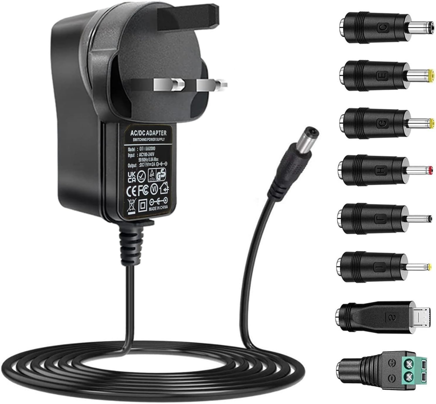 SZZKtech AC adapter 6V 2A power supply DC6V 12W charger with 8 plug adapters AC230V 240V to DC6V 2A 1.5A 1A 500mA 200mA 100mA for blood pressure monitor 6volt charger inverter ac dc adapter