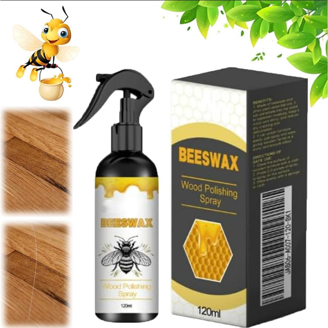 B-eeswax Polish for Wood,120ML Natural Micromolecule Beeswax Spray Polishing Agent,Natural Beeswax Care Spray & Restorer,For Living Room,Kitchen,Furnishings and Wooden Floors，Restores Shine