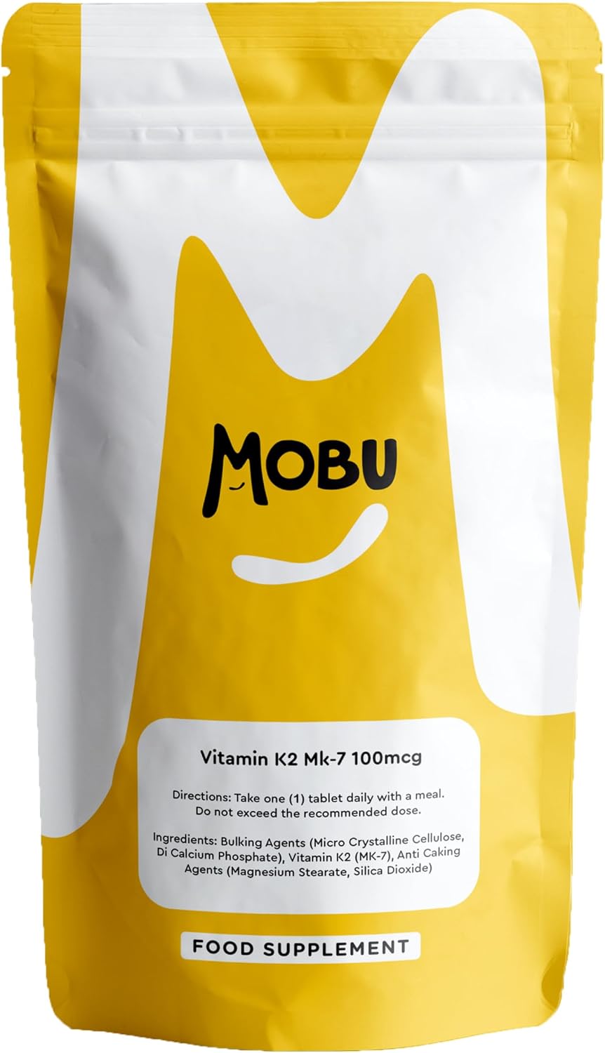 Vitamin K2 MK-7 100mcg 120 Tablets | Healthy Bones, Muscle Function & Immune Support Supplement | Vegan | GMP Approved | Letterbox Friendly | MOBU UK