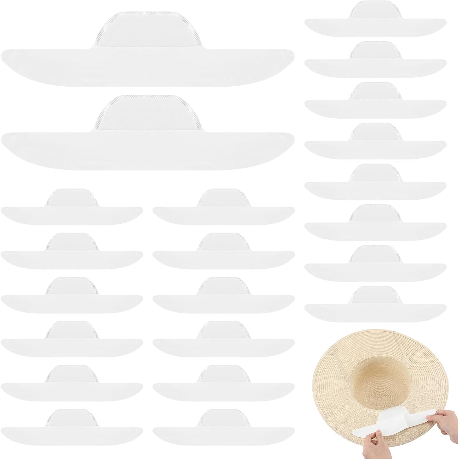 Geyoga 20 Pcs Hat Sweat Liners Shields Hat Sweat Protector Guard Liner Disposable Prevents Stains Odor Pads Individually Wrapped for Baseball Golf Tennis Cap Men Women Outdoor Sports or Work