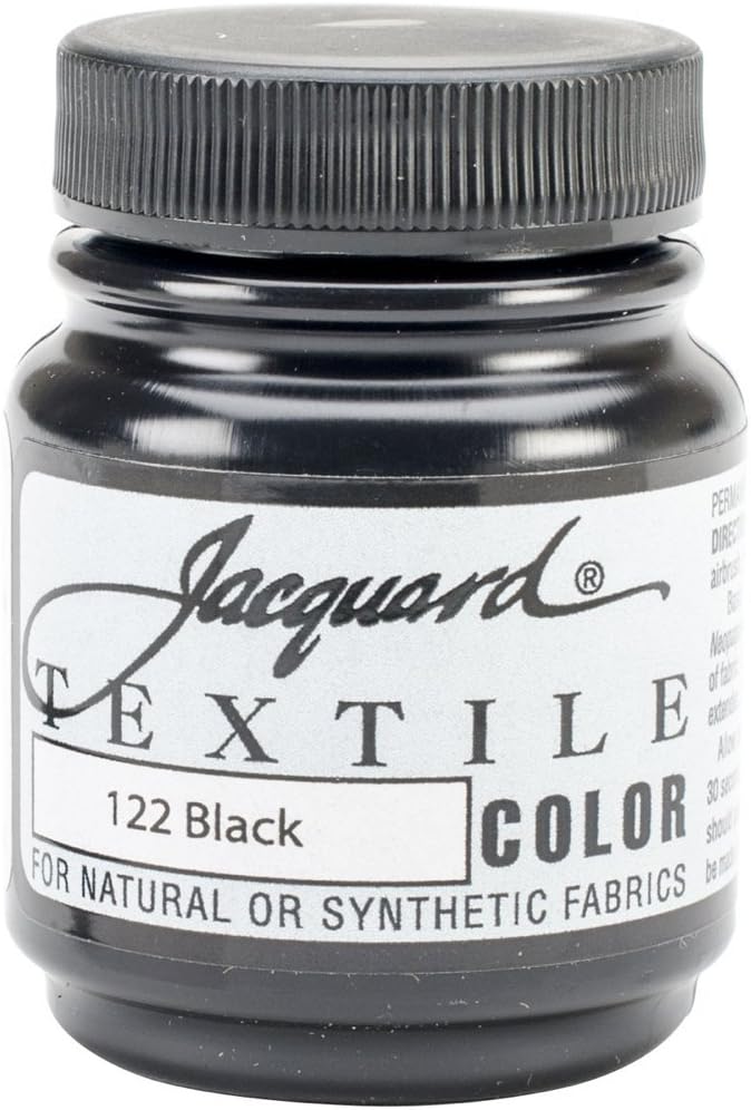 Jacquard Textile Color Black - Permanent Fabric Paint for Clothes, Furniture Upholstery, Shoes or Tote Bags – Indoor & Outdoor 2.25 Oz Jar, Upholstery