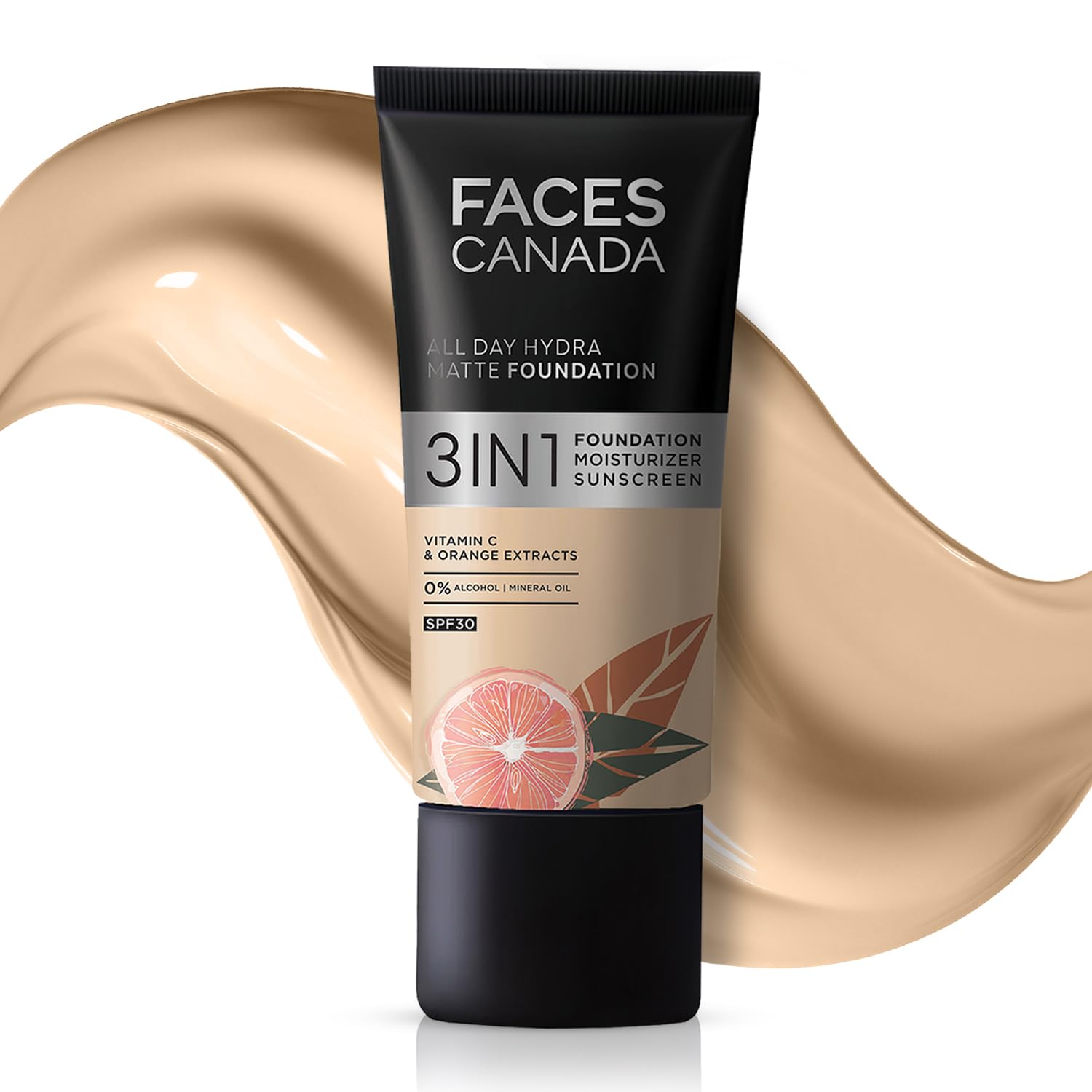 All Day Hydra Matte Foundation with SPF 30 - Absolute Ivory | 3-in-1 Foundation Moisturizer Sunscreen | Oil Free with Vitamin C | 0.85 Fl oz (25ml)