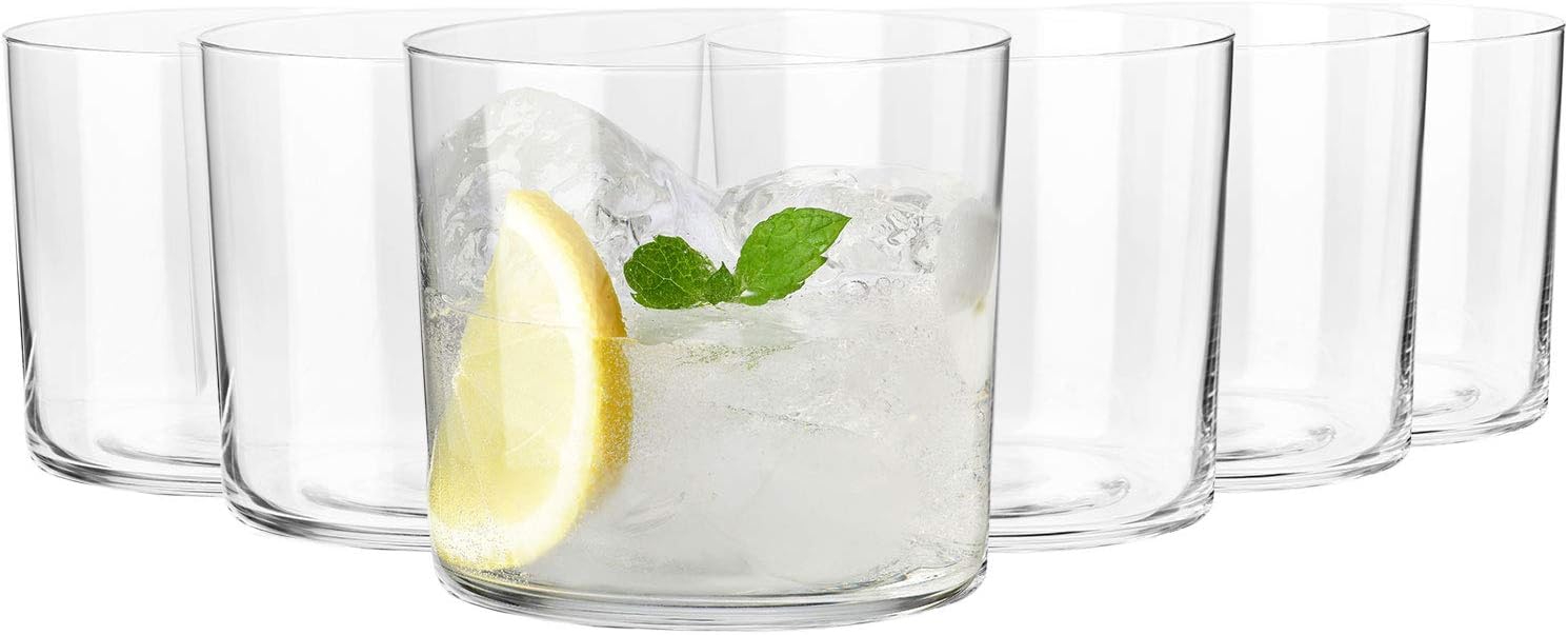 KROSNO Clear Water Drinking Glasses | Set of 6 | 350 ML | Mixology Collection | Glasses Drinking Tumbler, Whiskey Glasses, Dessert Glasses | Home & Bar Gift Set | Tumblers Crystal Set Glassware
