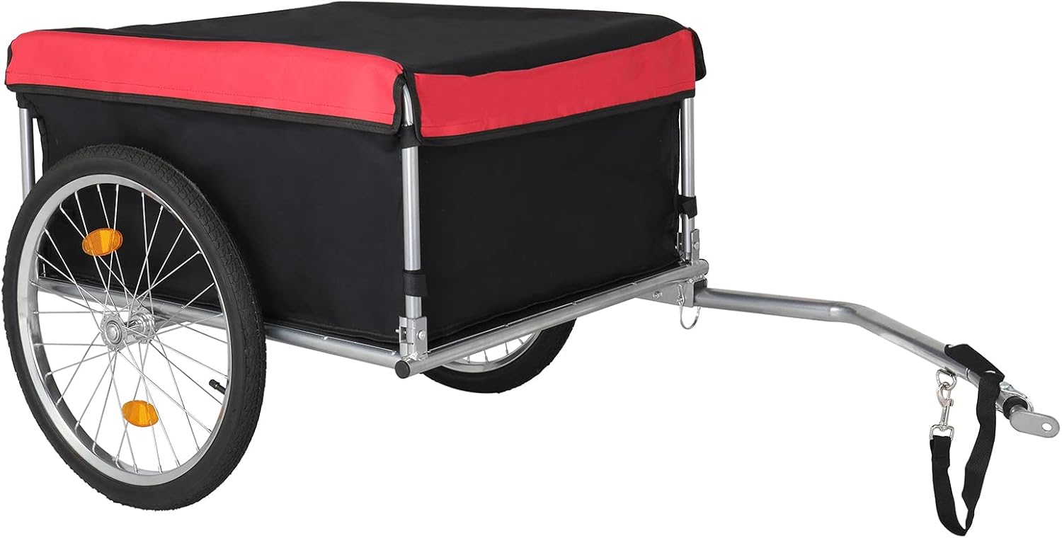 PEXMOR Bike Cargo Trailer, Foldable Bicycle Cart Bike Wagon Trailer w/Universal Bike Hitch & 20" Quick Release Wheel, Folding Bike Luggage Carrier w/Waterproof Cover, Large Loading Bike Storage Cart