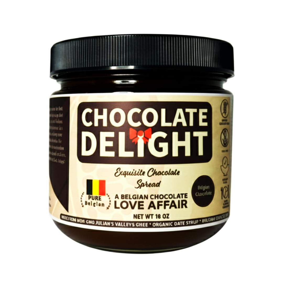 Chocolate Delight Spread Made with Julian’s Valleys Ghee Butter/Dates Syrup/Belgium Chocolate - 14OZ Non-GMO, Lactose Free, Gluten Free, Paleo Friendly