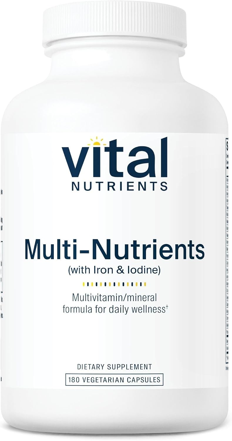 Vital Nutrients Multi-Nutrients with Iron and Iodine | Vegetarian Multivitamin and Mineral Supplement with Iron | Gluten, Dairy, Soy Free | Non-GMO | 180 Capsules