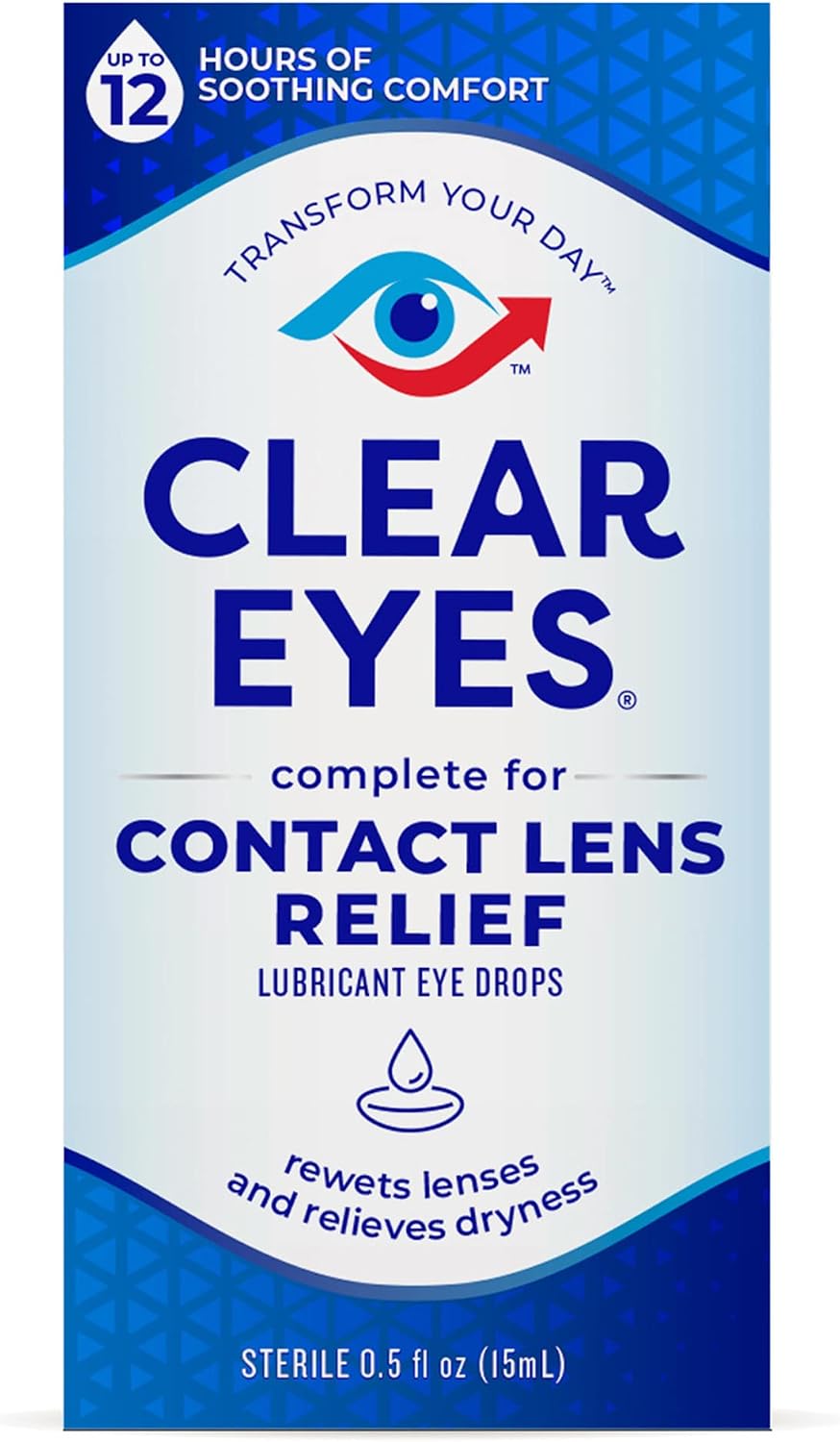 Clear Eyes Contact Lens Relief Eye Drops, 0.5 Fl Oz
