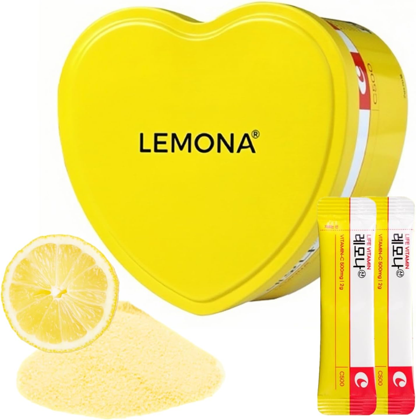 LEMONA Official Vitamin C 500mg Korean Vitamin C Powder, 70 Sticks Immune Support Supplements On-The-Go Individual Packets B6, B2 Easy to Take Daily Energy Boost Korean Food Lemon (70*2g)