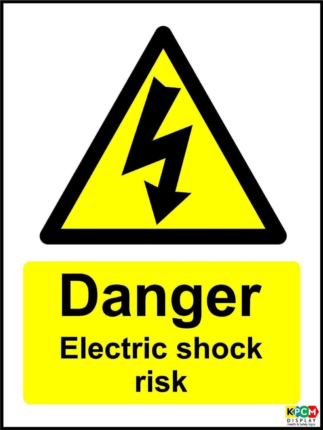 Danger Electric Shock Risk Safety Sign - 1.2mm Rigid plastic 200mm x 150mm