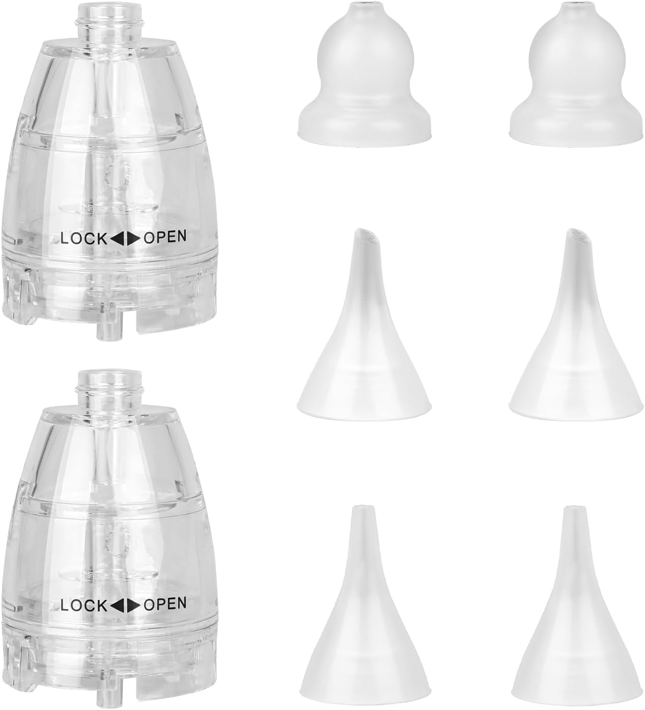 BOXOB 6pcs Baby Aspirator Replacement Tips & 2 Plastic Replacement Heads, 3 Shapes Silicone Aspirator Tips Compatible with GROWNSY Watolt LittleTora HEYVALUE Cocobela HailiCare KIDIRA TEQIN X-Bosak