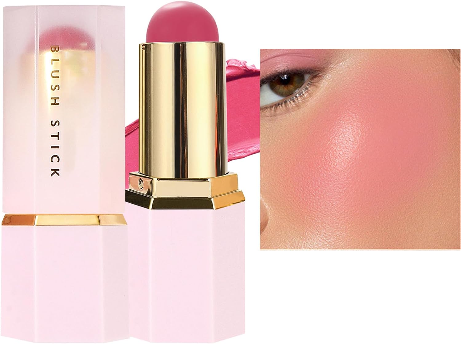 Cream Blush | Waterproof Hydrating Peach Blush | Natural Face Highlighters Luminizers for Oily Dry Combination Skin Cheekbones Brow Bone