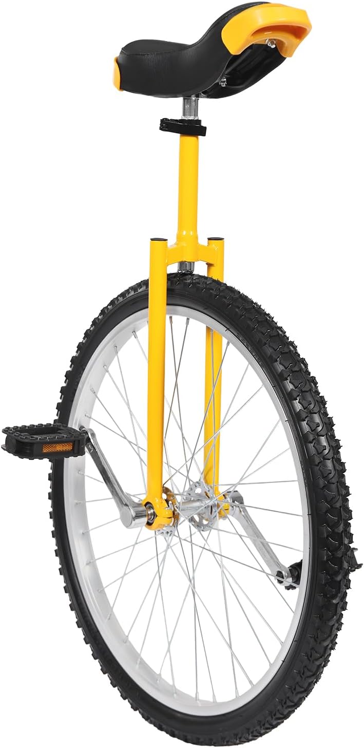 Ringmaster 24 Inch Wheel Unicycle Adjustable Height Unicycle Bike, Training Balance One Wheel Bike Cycling Unicycles for Adults Kids, Daily Fitness Exercise, Cycling, Balance Training (Yellow)