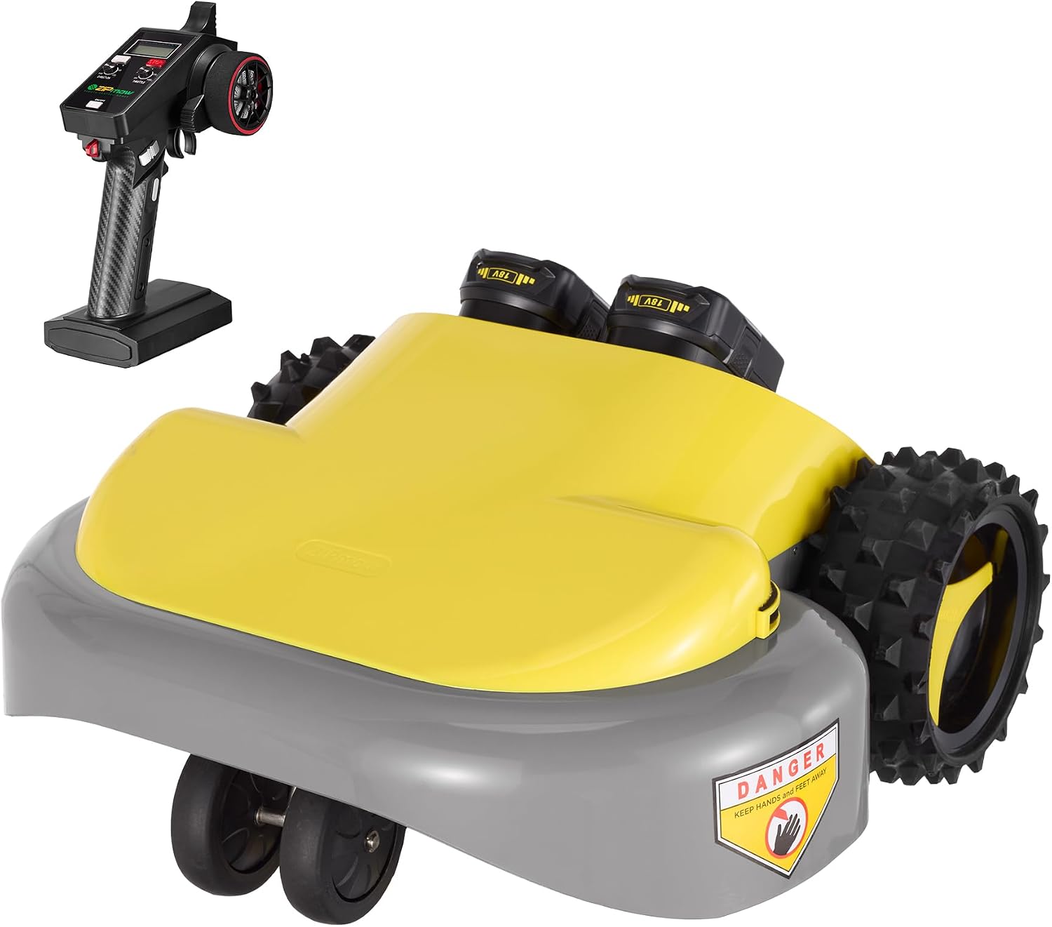 Remote Control Lawn Mower, Battery Powered Rc Lawn Mower, Cut Height 2.0"-3.0", 40% Slope, Remote Control with Adjustable Speeds, 100% Electric All-Wheel Drive