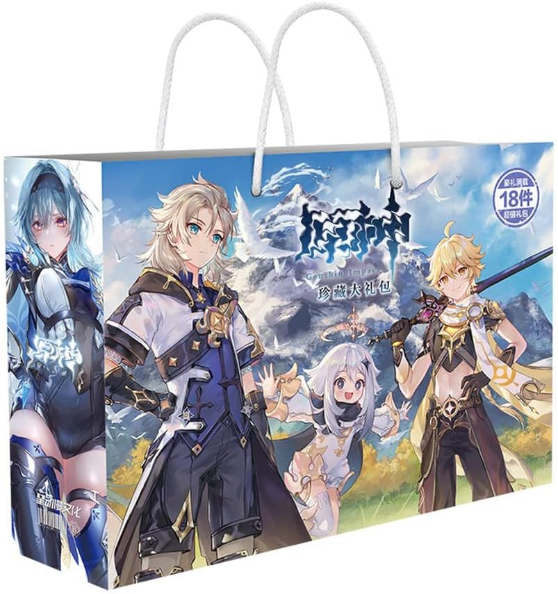 Gen Shin Impact Lucky Bag Gift Bag Include DIY Figure Stickers Mobile Phone Stand Bookmark Gen Shin Impact Greeting Card Badge Collection Bag Curriculum Schedule