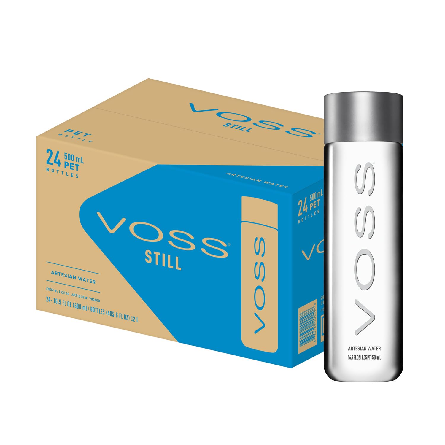 VOSS Artesian Still Water - Recyclable PET Plastic - 24 Pack - 500ml