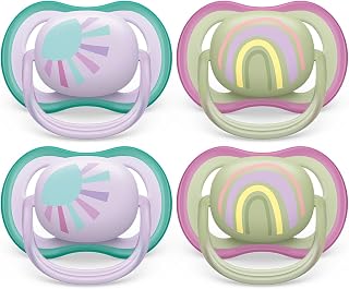 Philips Avent Ultra Air Pacifier - 4 x Light, Breathable Baby Pacifiers for Babies Aged 0-6 Months, BPA Free with Sterilizer Carry Case, SCF085/51