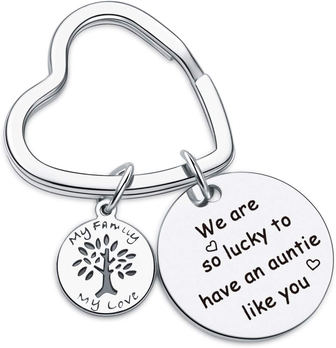 7RVZM Aunt Appreciation Jewelry Auntie Wedding Gift Aunty Jewelry Sister in law Keychain Mothers Day Gift Aunty Thank You Keyring Aunty Keyring Auntie Key Chain