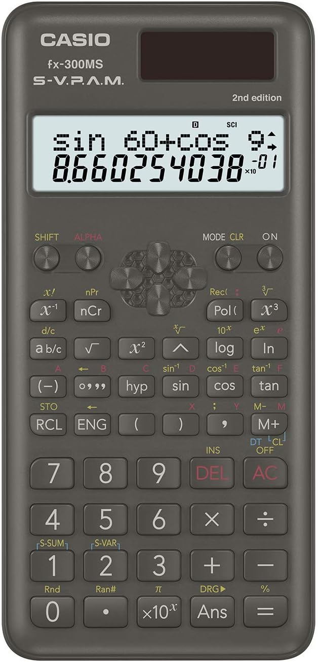 Casio fx-300MS Plus 2nd Edition – Standard Scientific Calculator with 2-Line Display | 10-Digit LCD, Trig, Stats, Fractions | Ideal for High School Algebra, Trigonometry & Test Prep